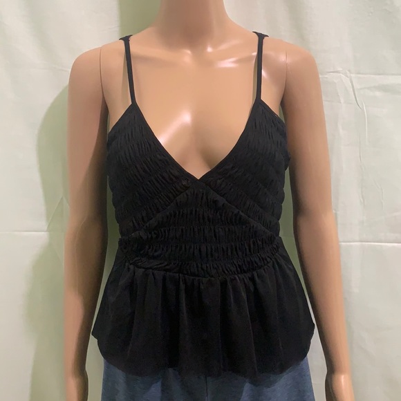 Anthropologie Tops - Anthropologie Crisscross Back Ruffle TankTop
